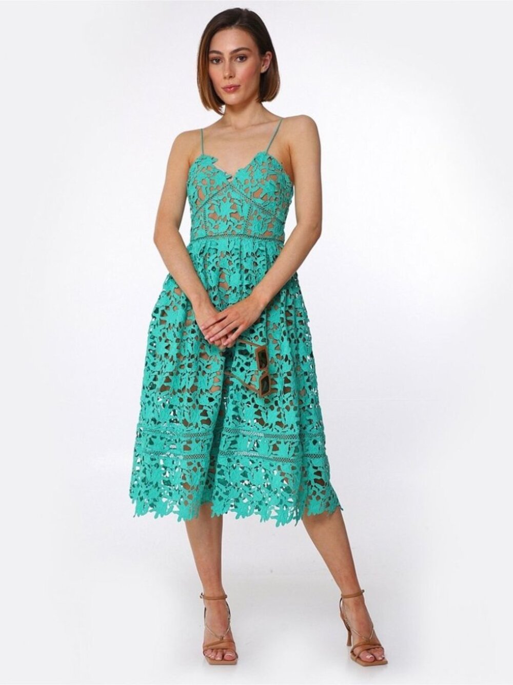 Self-Portrait Azalea Midi Dress Spearmint Green Size 2